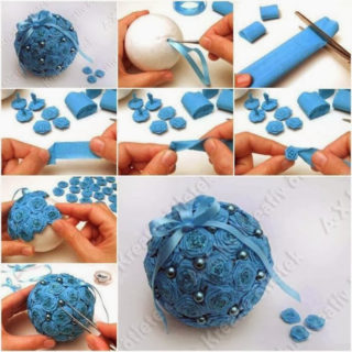 Wonderful DIY Styrofoam Paper Rose Ball Ornament
