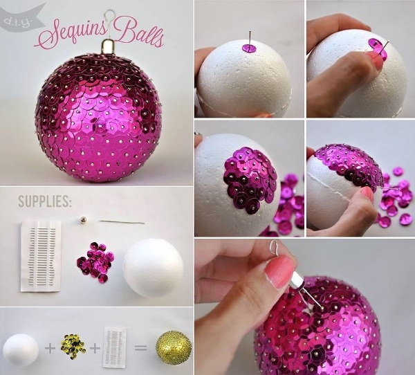 glittery styrofoam Ball ornaments For Christmas-wonderfuldiy F