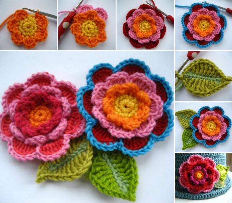 triple layer crochet flowers