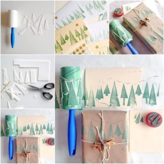Wonderful DIY Christmas Tree Roller Stamp Using a Lint Roller