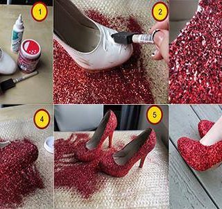 Wonderful DIY Stylish Glittery Shoes