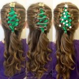 Wonderful DIY Ribbon Braided Christmas Tree Hairstyle