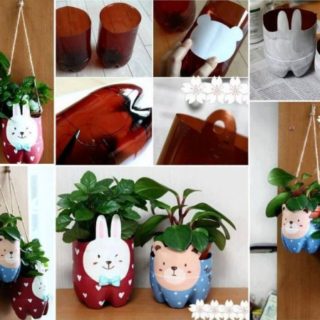 Wonderful DIY Cute Bunny / Bear Planter from Plastic Bottle