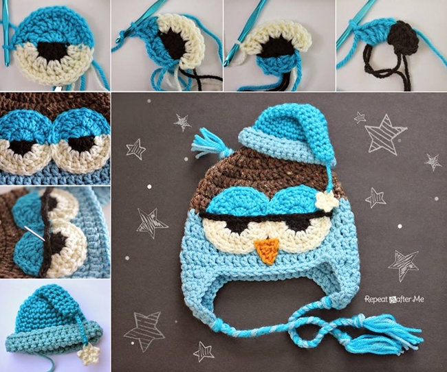 Crochet-Cute-Drowsy-Owl-Hat