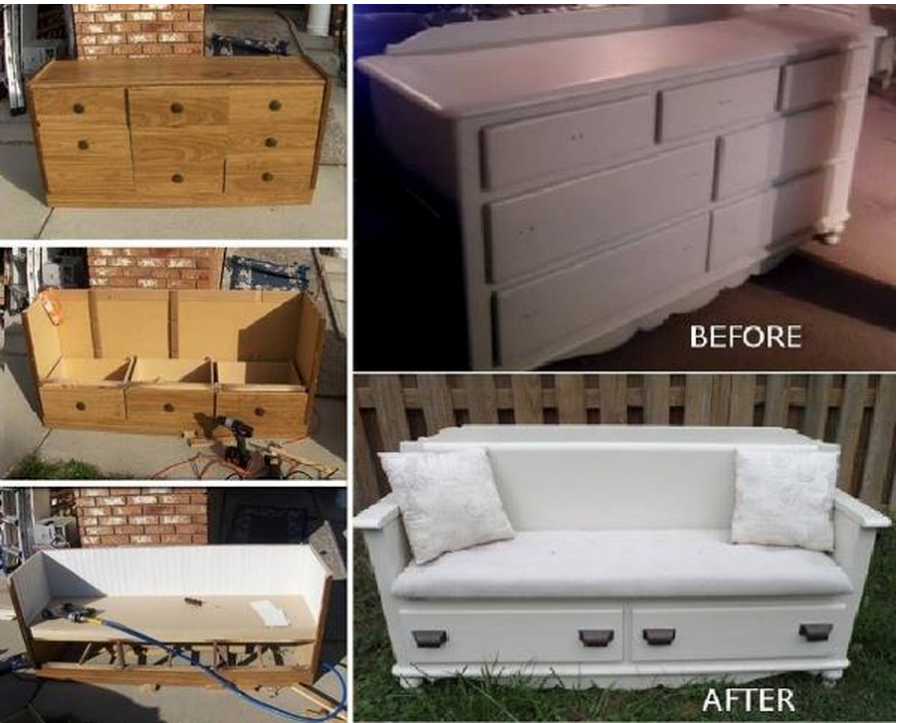 Dresser bench wonderfuldiy1 Wonderful DIY Upcycled Dresser Bench