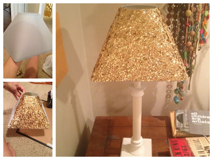 Gold Sequin Lamp Shade-wonderfuldiy