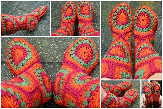 Hexagon-Crochet-Boots-FREE-Pattern