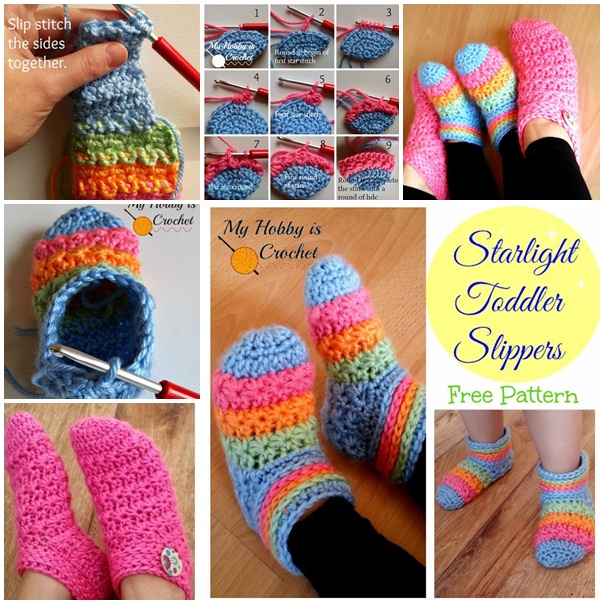 Starlight  Slippers Free Crochet Pattern-wonderfuldiy
