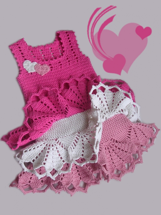 Valentine dress for little girls, crochet pattern-wonderfuldiy2