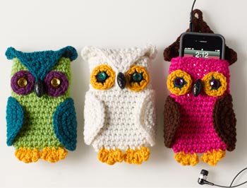 crochet owl  cell phone case