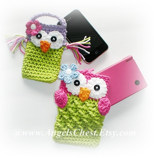 crochet owl  cell phone case3