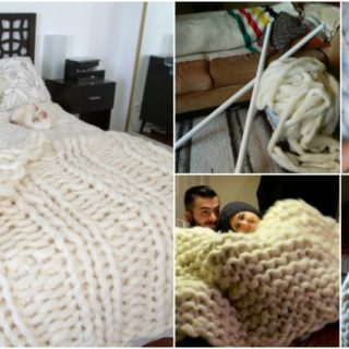 Wonderful DIY Knitted  Giant Wool Blanket  using PVC Pipe