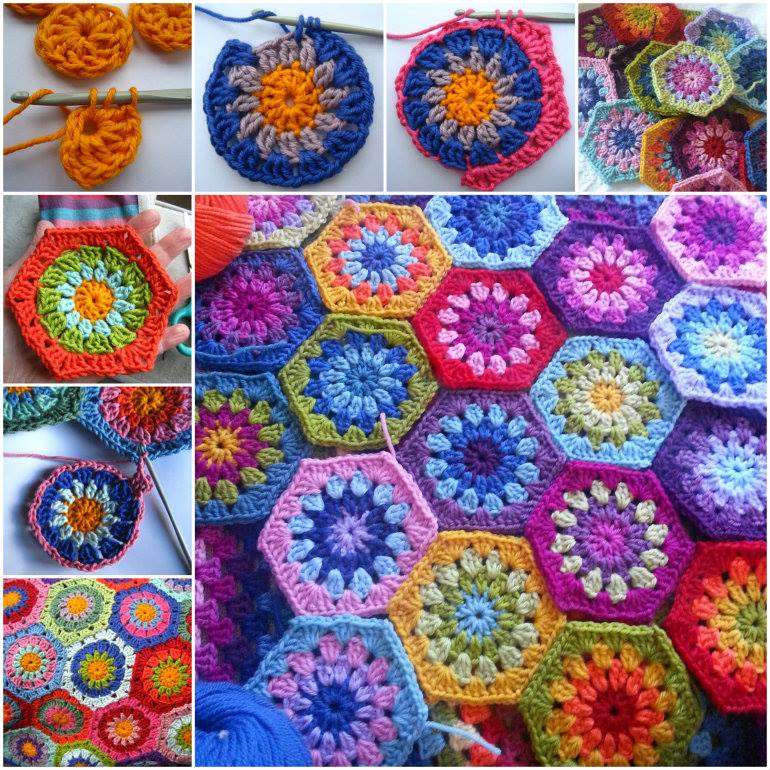 hexagon-blanket free pattern crochet-wonderfuldiy