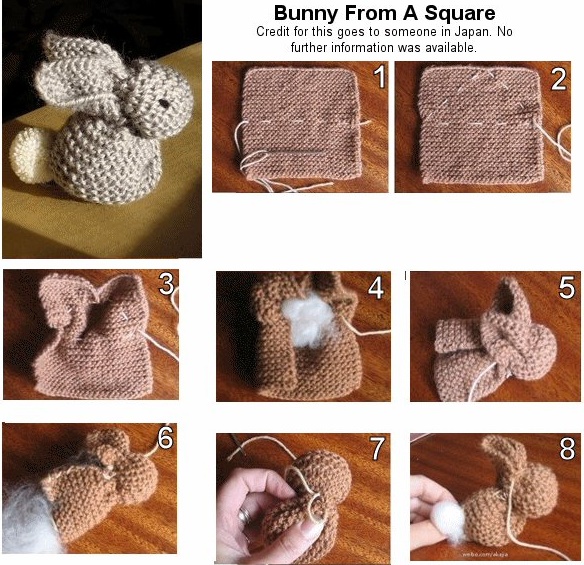 knitted Bunny from square-wonderfuldiy f