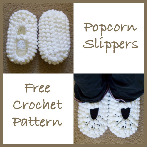 popcorn-slippers free crochet pattern -wonderfuldiy