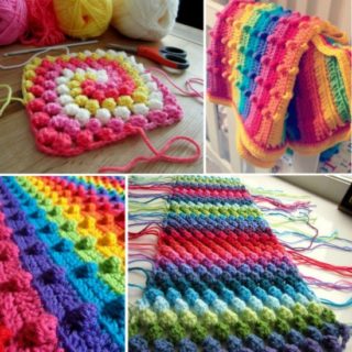 Crochet Bobble Stitch Rainbow Blanket – Free Pattern