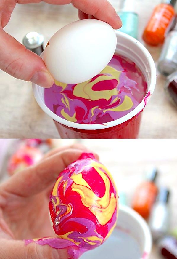 Wonderful DIY Easter Marble Egg using Nail Polish