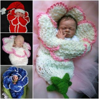 Wonderful DIY Knitted Bell Flower Baby Cocoons