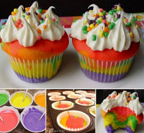 Rainbow Tie Dye Cupcakes wonderfuldiy Wonderful DIY Rainbow Cupcakes