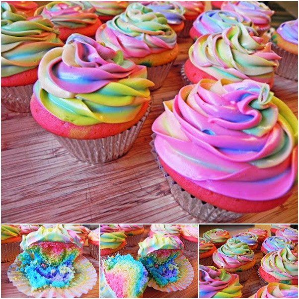 Rainbow Tie Dye Cupcakes wonderfuldiy1 Wonderful DIY Rainbow Cupcakes