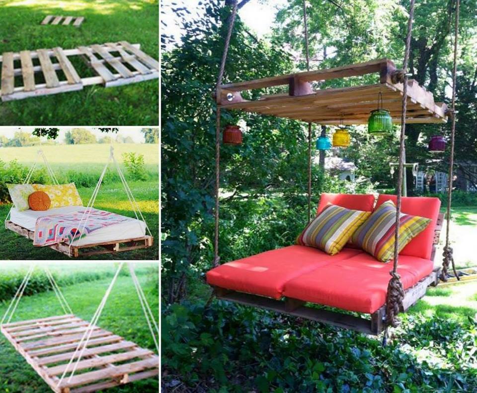 Upcycle Pallets into a fabulous Swing Bed.