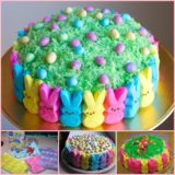 Easter Peep Cake Recipe with Colorful Bunnies