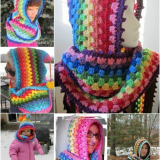 Wonderful DIY Crochet Colorful Hoodie cowl with FREE pattern