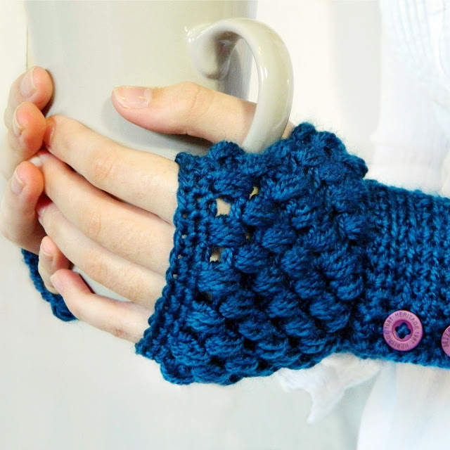 Puff Stitch Fingerless Gloves Crochet Pattern