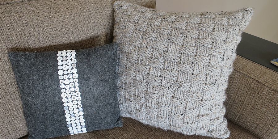 Simple Basketweave Knit Pillow