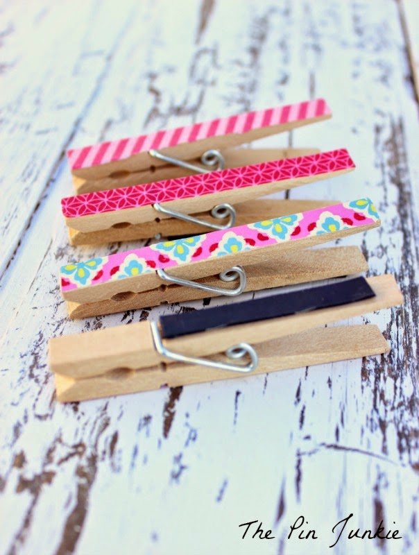 washi tape clothespin magnets