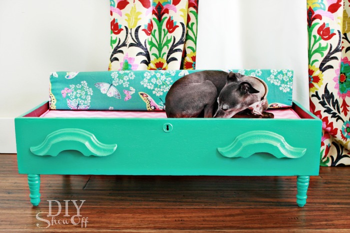 Upcycled drawer dog bed