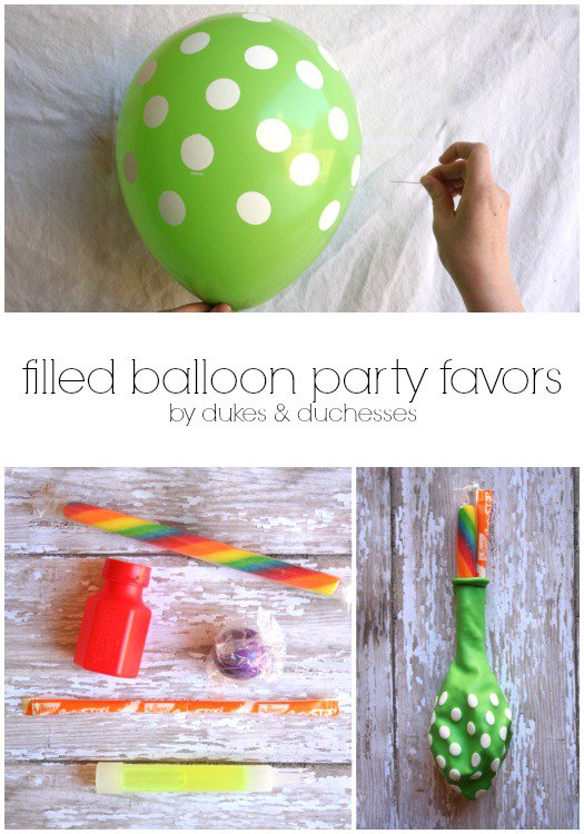 Filled balloon party favors