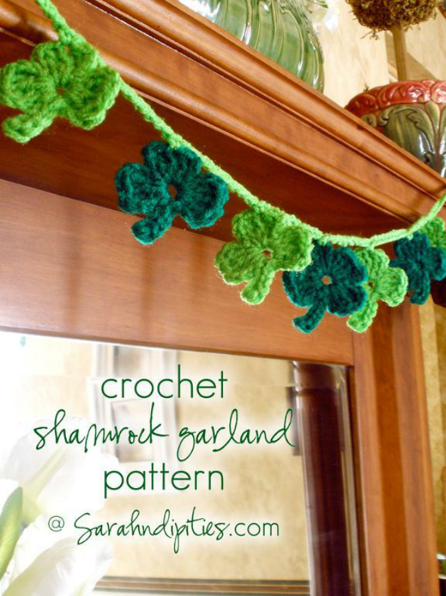 Crochet Shamrock Garland