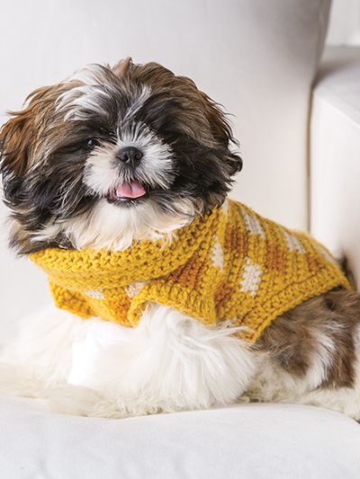 Gingham Style Crochet Dog Sweater