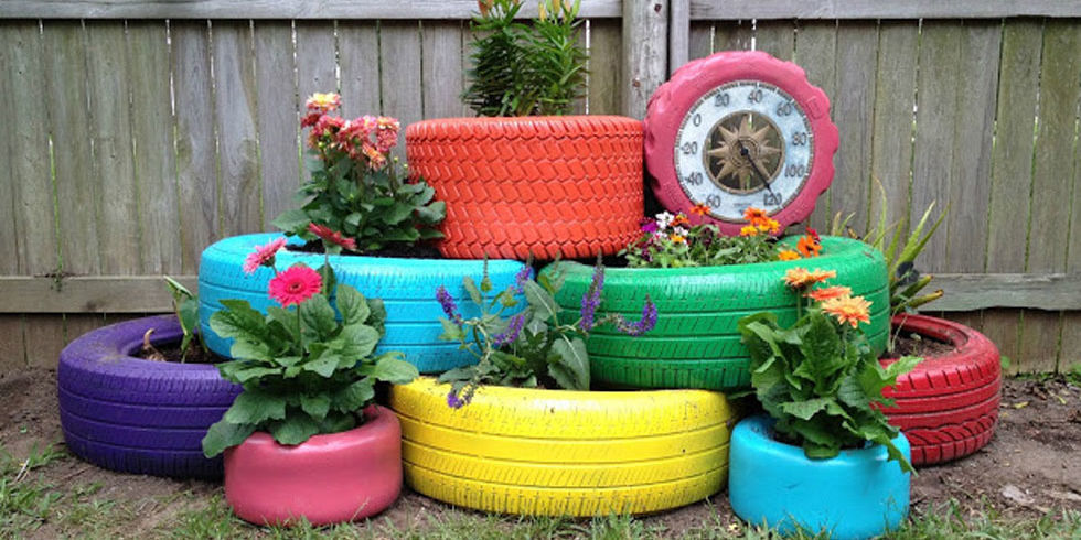 Old tire planters