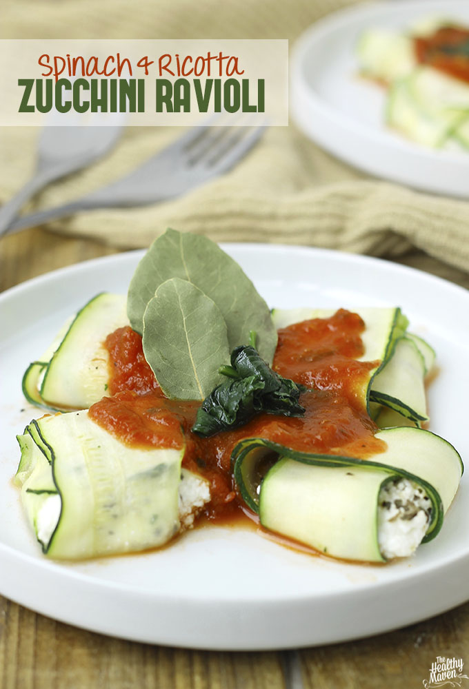 Spinach and ricotta zucchini ravioli
