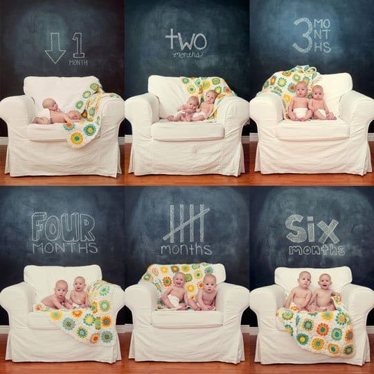 A chalboard wall 15 Unique Monthly Baby Photoshoot Ideas to Create Memories