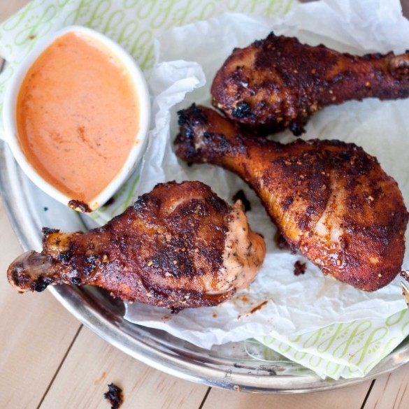 Brown butter wings with roasted red pepper cream