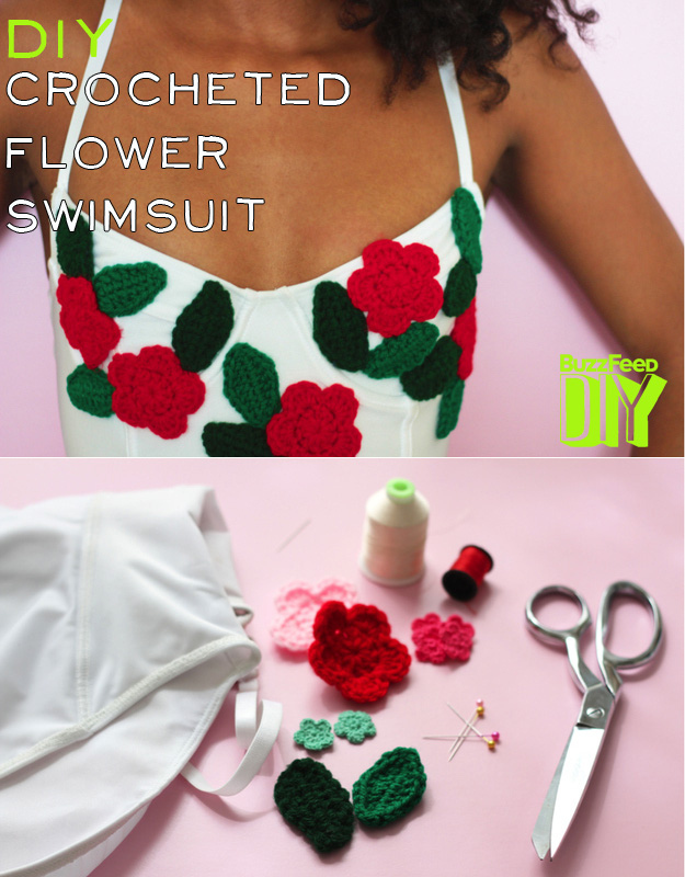 Crocheted flower bikini top