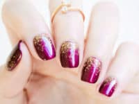 Gold glitter nail beds 200x150 Fun Manicures That Will Make You Sparkle