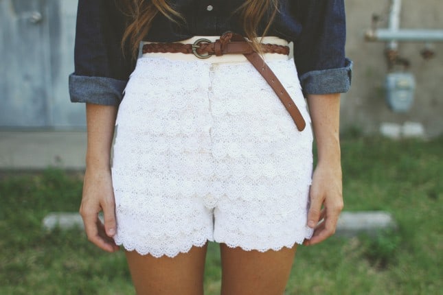Layered lace shorts