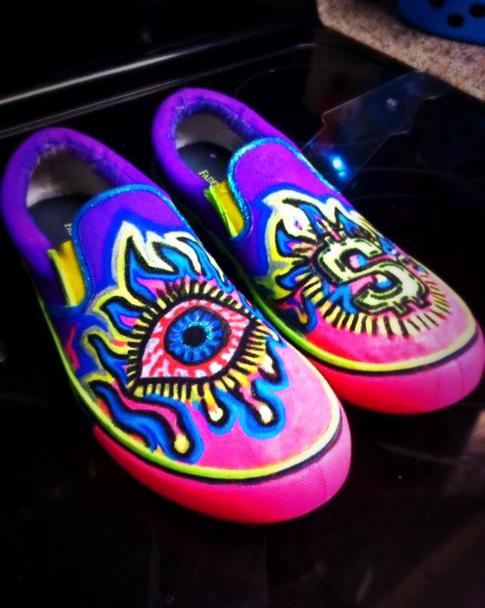 Neon eye shoes