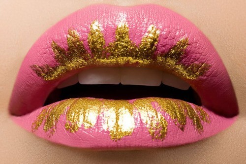 Pink and gold lips