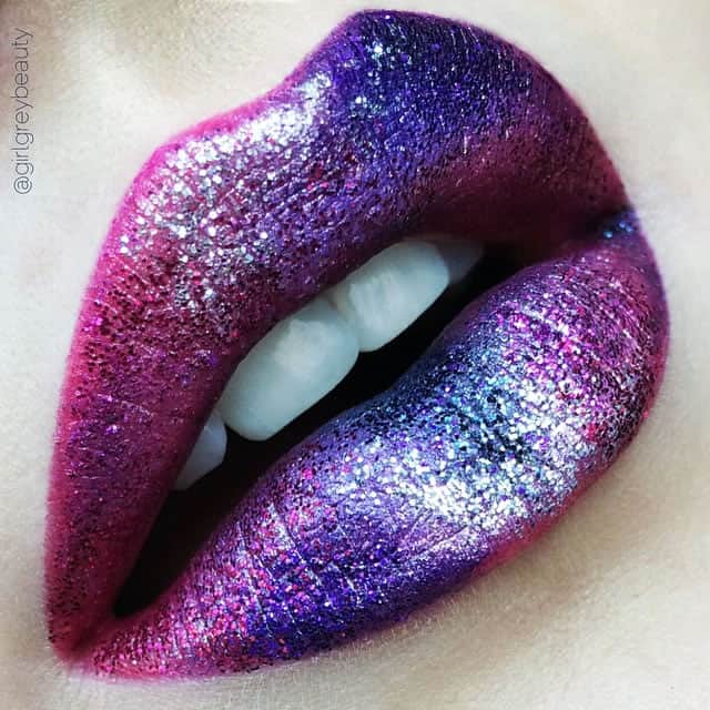 Pink and purple glitter lips