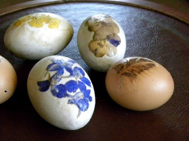 Pressed flower Easter eggs