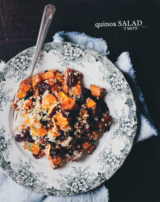 Sweet potato, craisin, and pecan quinoa salad
