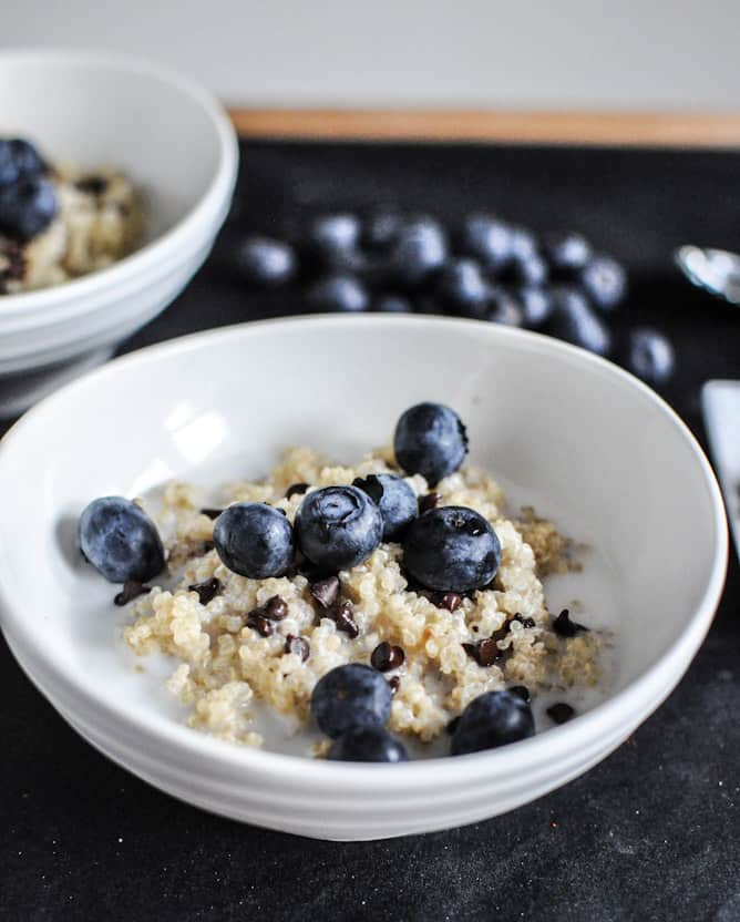 Chocolate chip blueberry breakfast quinoa