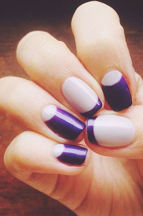 Purple and grey French manicure