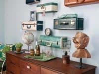 Flat vintage suitcase shelves 200x150 DIY Vintage Bedroom Decor Ideas
