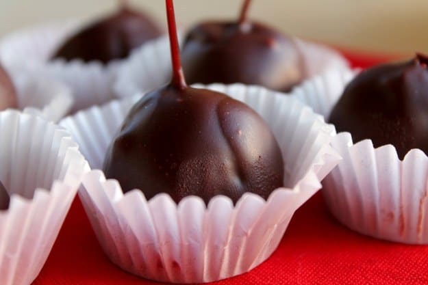 Homemade chocolate covered cherries